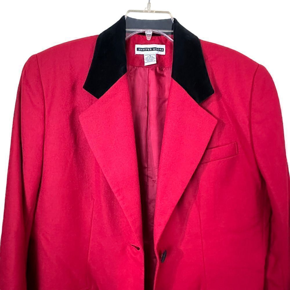 Jennifer Moore Red Wool Blazer Size 16 - Picture 3 of 8
